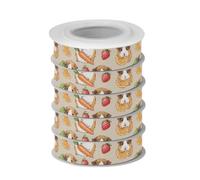 Ensemble de rubans de Noël étroits avec motif animal mignon beige | Ruban de Noël, polyester imprimé de vacances, style cadeau assorti pour travaux manuels et marque-pages faits à la main