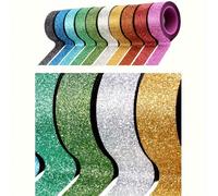 Ensemble de rubans washi pailletés, ruban doré pailleté, ruban adhésif étincelant pour artisanat et décorations DIY - facile à utiliser et durable - pack multicolore pour scrapbooking et emballage cad