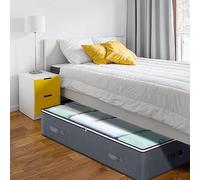 Ensemble de sacs de rangement sous le lit - Grande boîte de rangement pliable en tissu avec fenêtre transparente pour couvertures, pulls, oreillers et vêtements saisonniers (gris)