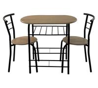 Ensemble de salle à manger 3 pièces Brema table et 2 chaises MDF effet | Structure en métal noir, design industriel, pour cuisine et salle de séjour, MDF effet bois, moderne et fonctionnel
