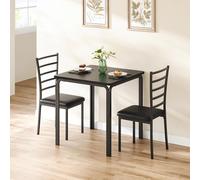 Ensemble de salle à manger 3 pièces - Petite table à manger avec 2 chaises rembourrées - Bois MDF - Style minimaliste et moderne - Pour la cuisine et le coin petit-déjeuner - Noir