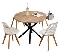 Ensemble de salle à manger, 4 chaises, table ronde, ensemble blanc