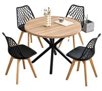 Ensemble de salle à manger, 4 chaises, table ronde, ensemble noir