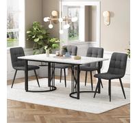 Ensemble de salle à manger 5 pièces avec table 140 x 80 cm en mdf et 4 chaises en lin