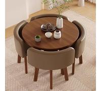 Ensemble de salle à manger 5 pièces, petite table ronde avec 4 chaises, pour cuisine, salon, bureau, conférence, réception, négociation, 80 cm de large x 74,9 cm de haut, café en polyuréthane