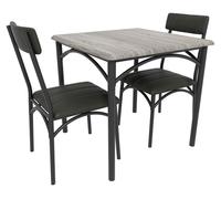 Ensemble de salle à manger composé de 3 pièces : table carrée pour la cuisine avec des chaises, chaises rembourrées, structure en métal, plateau de table en MDF. Idéal pour les petits espaces. Couleur