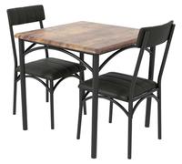 Ensemble de salle à manger composé de 3 pièces : une table avec 2 chaises. Design vintage. Table carrée. 2 chaises rembourrées. Structure en rotin gain de place. Idéal pour la cuisine et les petits ap