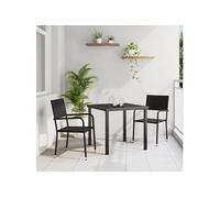 Ensemble de salle à manger de jardin 3 pièces en rattan poly noir 3380036