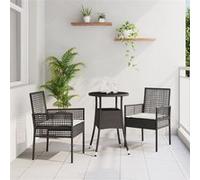 vidaXL Ensemble de jardin pour repas, 3 pièces, en résine tressée noire