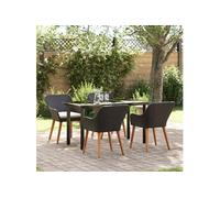 vidaXL Salon de jardin avec coussins 5 pcs noir Poly-Rattan