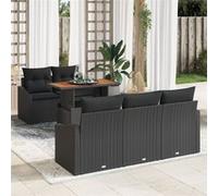 Ensemble de canapés de jardin vidaXL, 6 pièces, noir et marron