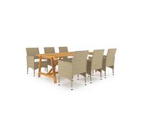 Ensemble de Salle à Manger de Jardin 7 pcs Mobilier à Dîner d'Extérieur Table et Chaises de Repas de Patio Salon de Jardin Terrasse Beige