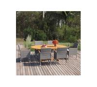 Ensemble de Salle à Manger de Jardin 7 pcs Table et Chaises de Repas de Patio Mobilier à Dîner de Terrasse Extérieur 3070756