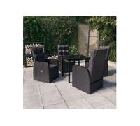 vidaXL Ensemble de salle à manger de jardin 5 pièces avec coussins Noir