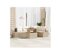 Ensemble de Salle à Manger de Jardin avec Coussins Beige Rattan Acacia