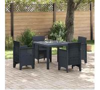 Ensemble de salle à manger de jardin - BURKE - Anthracite - Poly rattan - 100x100x73 cm - Table et 4 chaises
