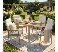 Ensemble de salle à manger de jardin, ensemble de mobilier de jardin, pour 4 personnes, composé d'une table et de 4 chaises, en fer galvanisé, plateau de table en bois synthétique