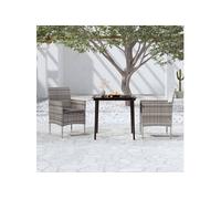 vidaXL Ensemble de jardin 3 pièces avec coussins Gris et noir