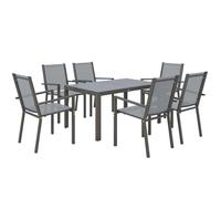 Outsunny Ensemble de salle š€ manger de jardin pour 6 personnes, salon de jardin extšŠrieur, cadres en acier, chaises empilables, dossiers hauts, gris