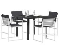 Ensemble de salle à manger de jardin vidaXL, 5 pièces, blanc et anthracite, 80 x 80 x 73 cm