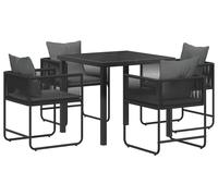 Ensemble de salle à manger de jardin vidaXL, 5 pièces, noir et anthracite, 80 x 80 x 73 cm