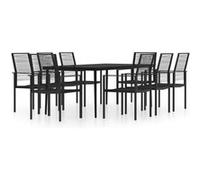 vidaXL Ensemble de jardin 9 pièces noir