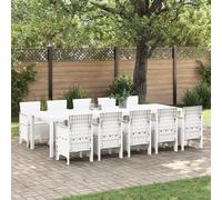 Ensemble De Salle À Manger De Jardin Vidaxl De 11 Pièces Avec Coussins En Poly Rattan Blanc