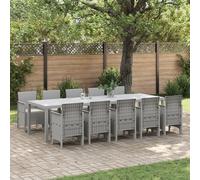 Ensemble De Salle À Manger De Jardin Vidaxl De 11 Pièces Avec Coussins Gris Clair Poly Rattan