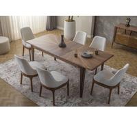 Ensemble de salle à manger de luxe Table de salle à manger rectangulaire 6x chaises textiles 9pcs
