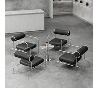 Ensemble de salle à manger en acier inoxydable avec fauteuils et table basse pour bar, café et bistrot