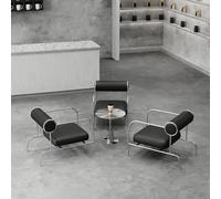 Ensemble de salle à manger en acier inoxydable avec fauteuils et table basse pour bar, café et bistrot