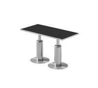 Ensemble de salle à manger en acier inoxydable avec table en métal et chaises en cuir, canapé cabine de qualité commerciale pour café et bistrot