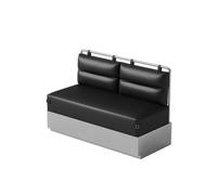Ensemble de salle à manger en acier inoxydable avec table en métal et chaises en cuir, canapé cabine de qualité commerciale pour café et bistrot
