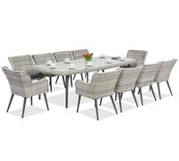 Ensemble de salle à manger exclusif avec une grande table Cordoba pour 10 personnes Garden Point blanc