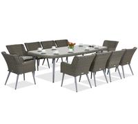 Ensemble de salle à manger exclusif avec une grande table Cordoba pour 10 personnes Garden Point gris