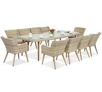 Ensemble de salle à manger exclusif avec une grande table Cordoba pour 10 personnes Garden Point sand