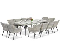 Ensemble de salle à manger exclusif avec une grande table Cordoba pour 12 personnes Garden Point blanc