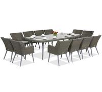 Ensemble de salle à manger exclusif avec une grande table Cordoba pour 12 personnes Garden Point gris