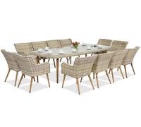 Ensemble de salle à manger exclusif avec une grande table Cordoba pour 12 personnes Garden Point sable