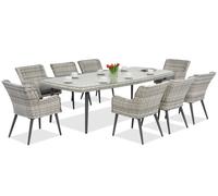 Ensemble de salle à manger exclusif avec une grande table Cordoba pour 8 personnes Garden Point blanc