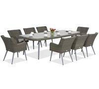 Ensemble de salle à manger exclusif avec une grande table Cordoba pour 8 personnes Garden Point gris