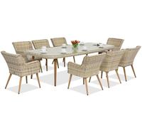 Ensemble de salle à manger exclusif avec une grande table Cordoba pour 8 personnes Garden Point sable