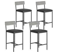 Ensemble de salle à manger gain de place : table bar avec 4 chaises rembourrées - 3 grands compartiments de rangement - Idéal pour une petite cuisine ou un coin repas - Plateau en bois, structure en m
