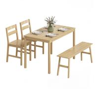 Ensemble de salle à manger - HOMCOM - table à manger avec 2 chaises et banc pour 4 personnes - bambou - bois naturel