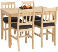 Ensemble de salle à manger HWC-F77, groupe de salle à manger, bois massif de pin tissu campagne 110cm ~ naturel rembourrage noir