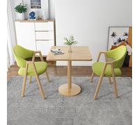 Ensemble de salle à manger moderne 3 pièces pour 2 personnes - Table de comptoir carrée et 2 tabourets de bar en tissu Finition verte Design compact