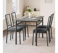 Ensemble de salle à manger pour 4 personnes - Set de table rectangulaire composé de 5 pièces - Structure en métal - 4 chaises rembourrées - Gain de place, idéal pour les petites cuisines/appartements