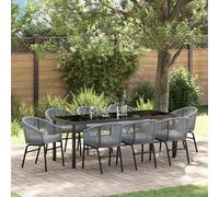 vidaXL Ensemble de jardin 9 pièces Anthracite Acier revêtu par poudre