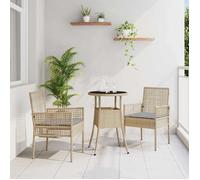 Ensemble de salle à manger pour jardin - BURKE - Poly rotin - Beige - 60x60x75 cm - Résistant aux intempéries - Table