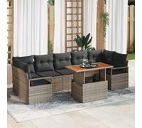 Ensemble de salle à manger rectangulaire en rotin gris 8 places, canapé de jardin modulaire avec conteneur, ensemble en rotin tressé à la main pour salon et balcon